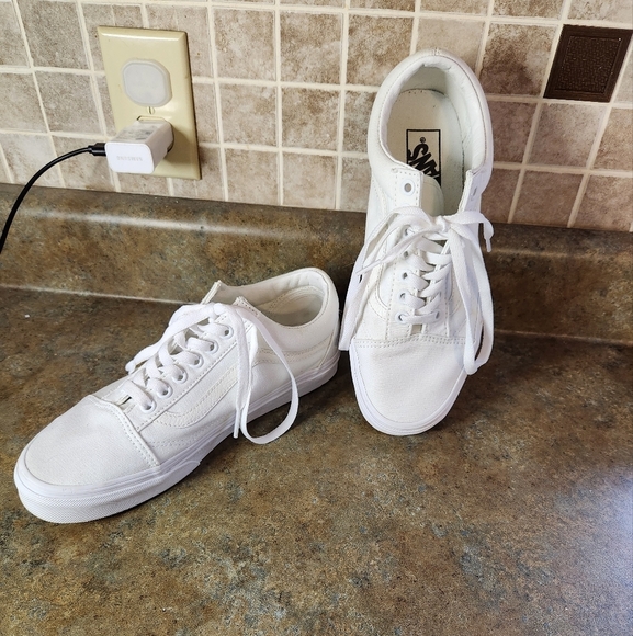 Vans Of The Wall Old Skool Canvas Style White Size 8.5 Women's and 7 Mens - Picture 2 of 9